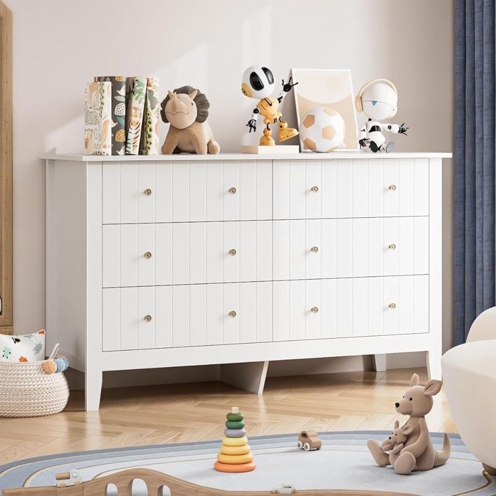 Baby Nursery Room - 6 Drawer Double Dresser with Deep
