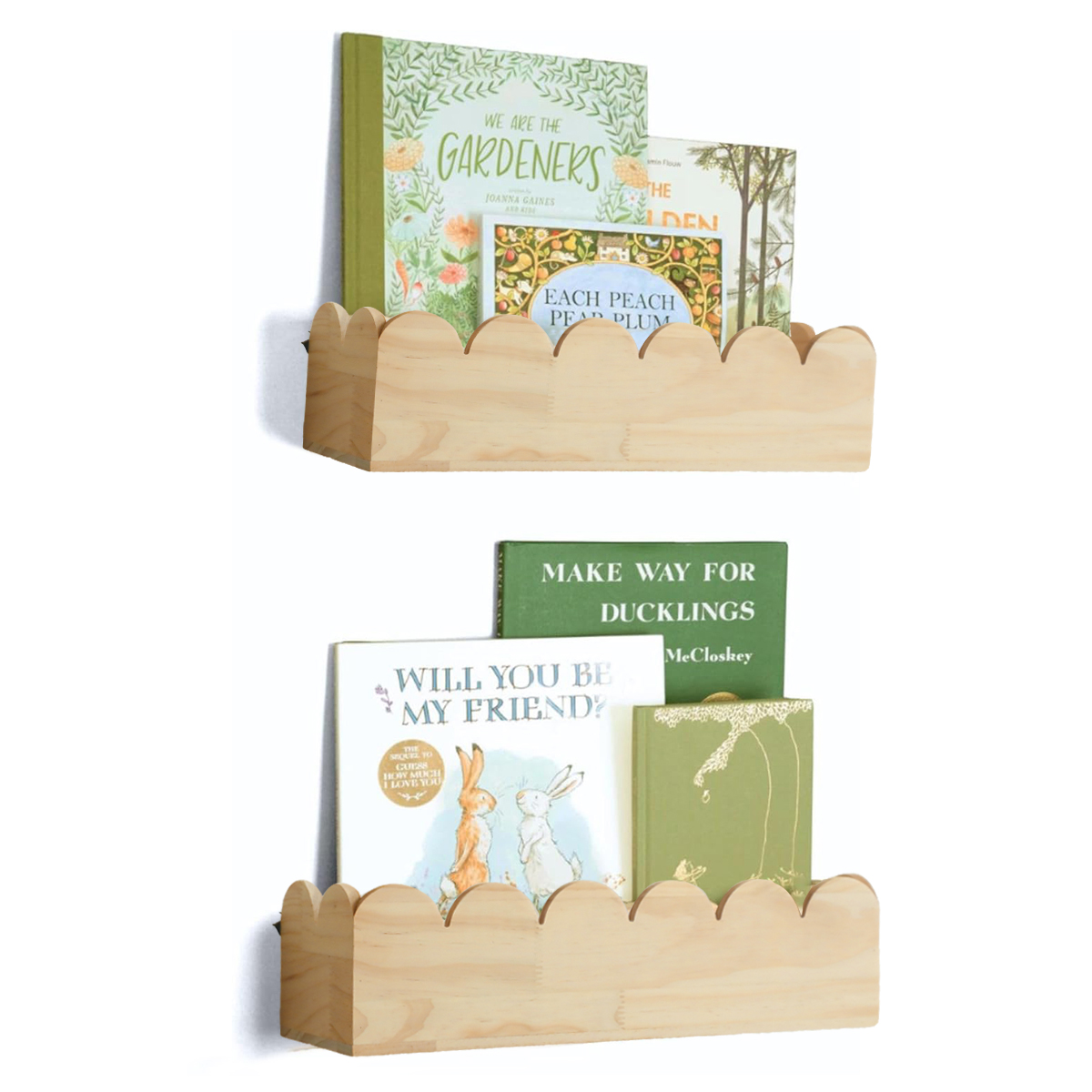 Baby Nursery Shelf - Boho Wooden Wall Shelf, Natural Pine