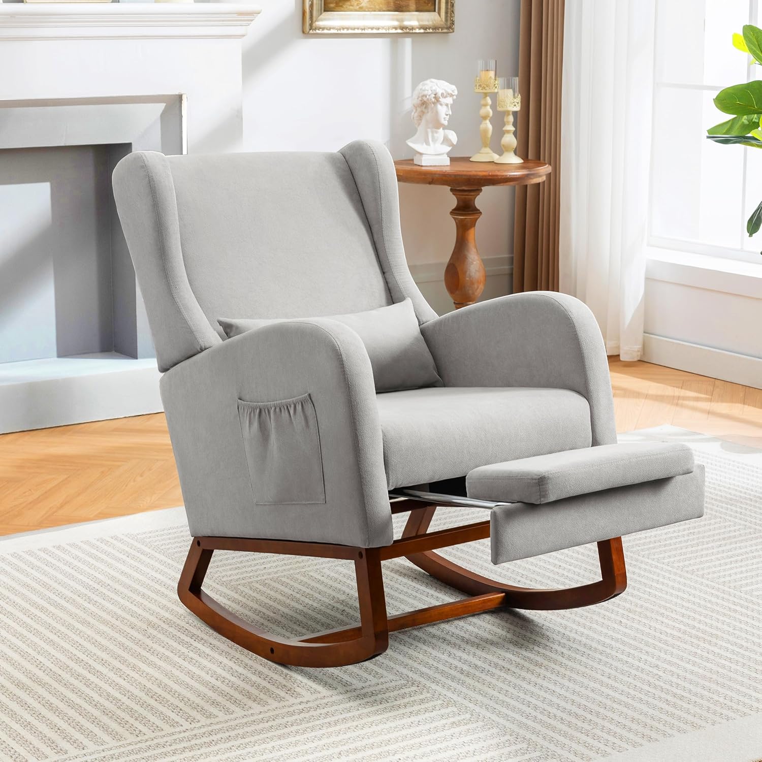 Rocking Chair Nursery - Nursery Rocking Chair with Footrest, Glider