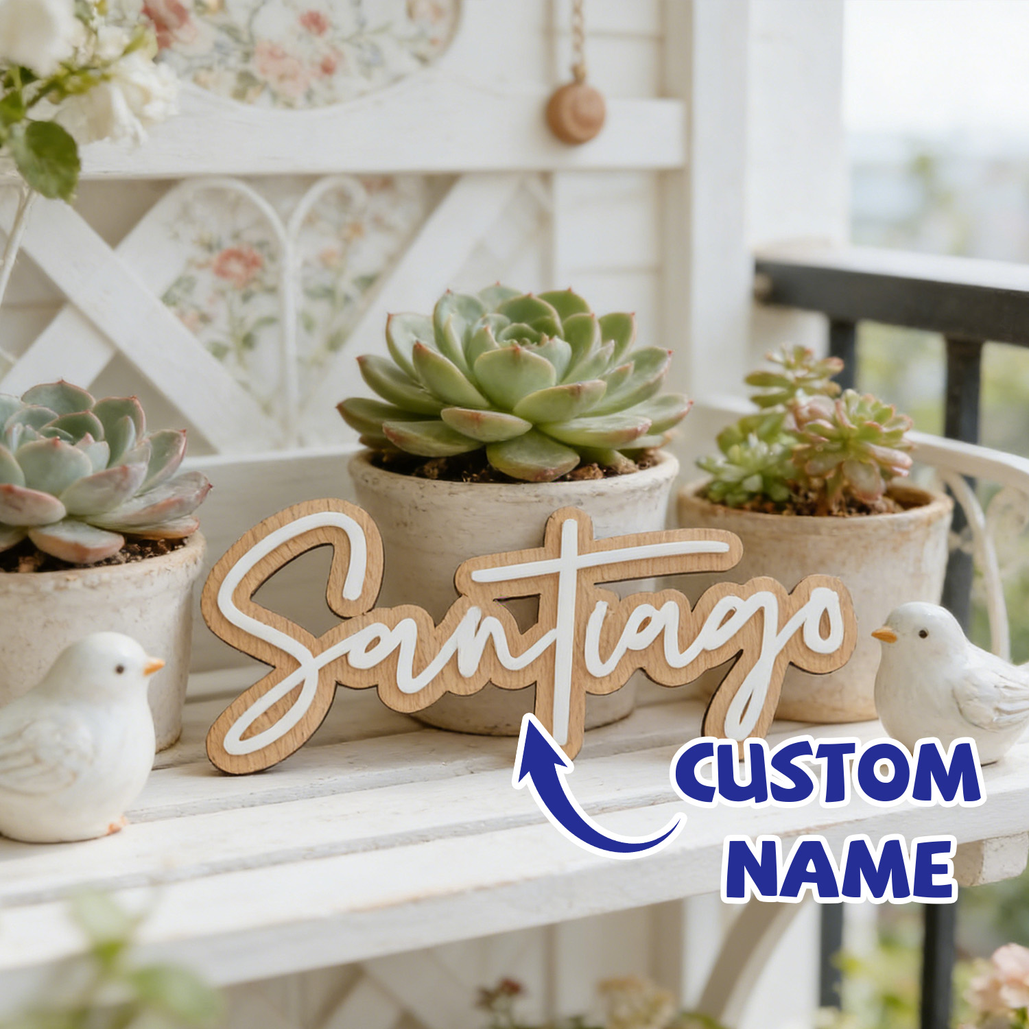 Baby Nursery Room - 1Pc Custom Name Cute White Wooden