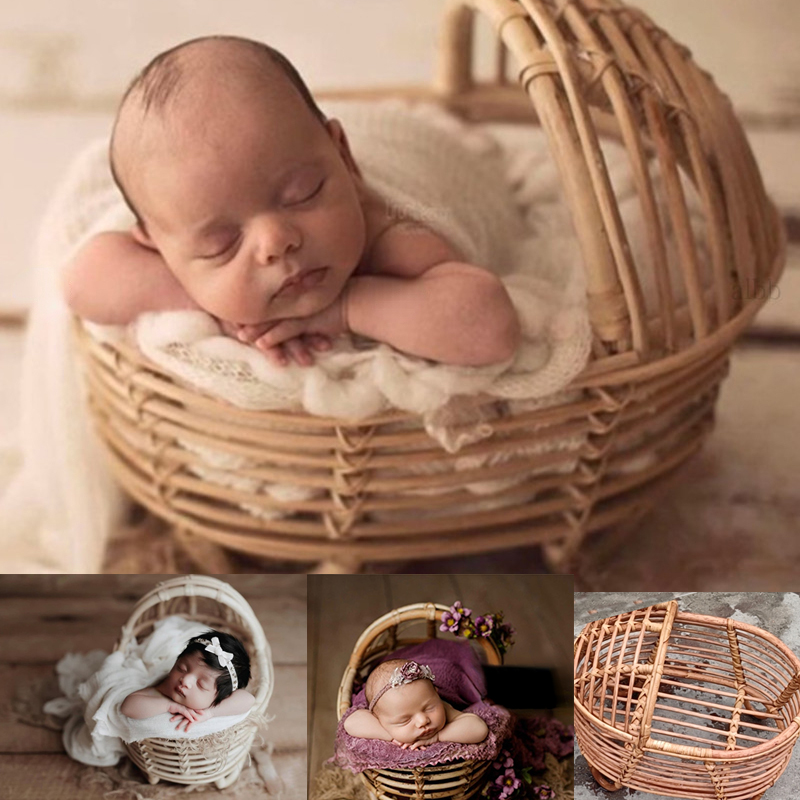 Baby Nursery Chair - Newborn Photography Props Rattan Round Container