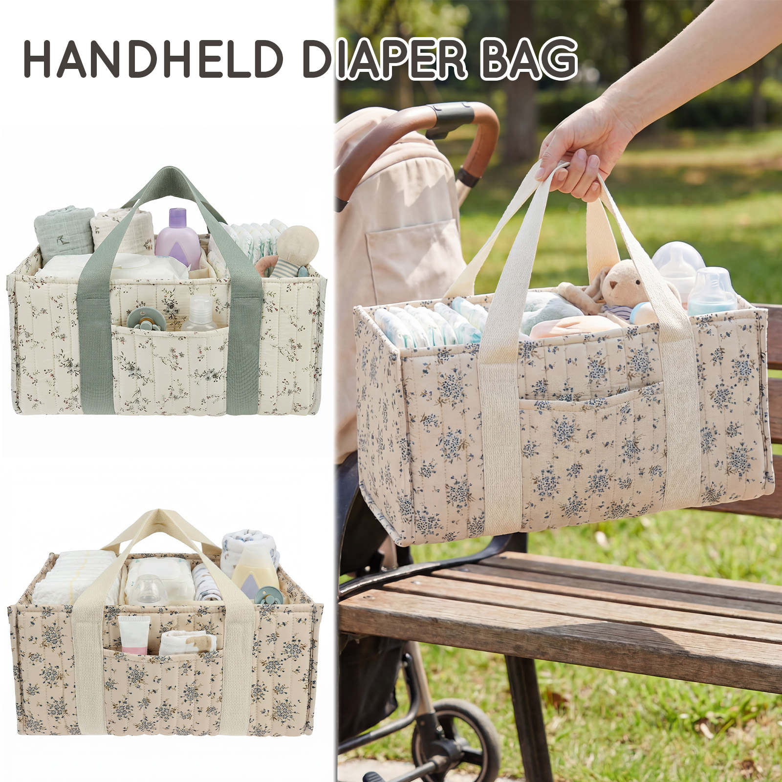 Baby Nursery Organization Ideas - Foldable Diaper Caddy Organizer Floral Pattern