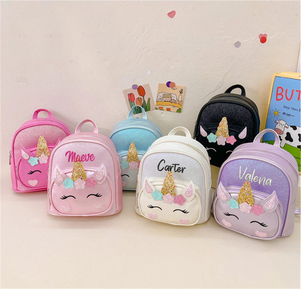 Baby Nursery Backpack - Pink Unicorn Embroidered Backpack Custom Toddler