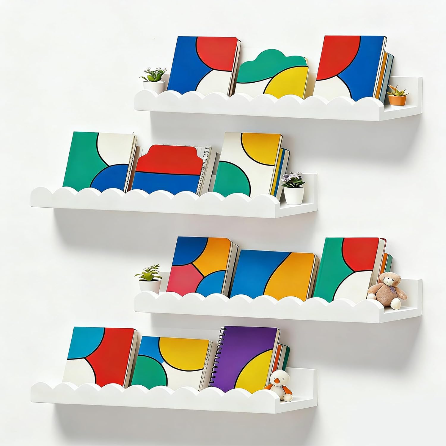 Baby Nursery Shelf - Nursery Book Shelves, Set of 4