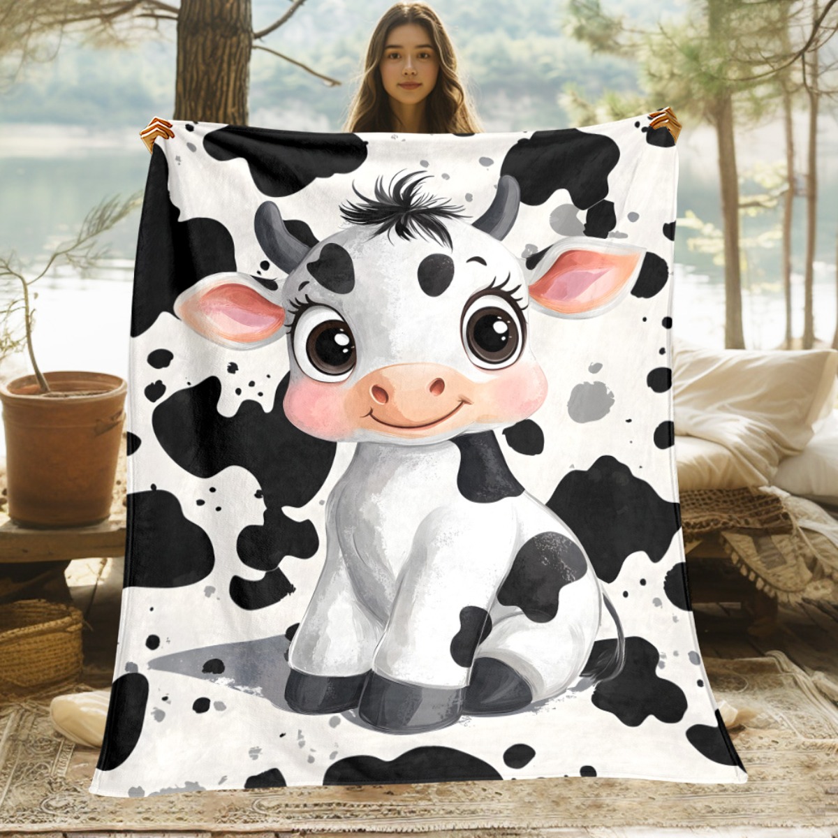 Cute Cartoon Cow Black White S - Baby Nursery Farm Theme avaliação e preço