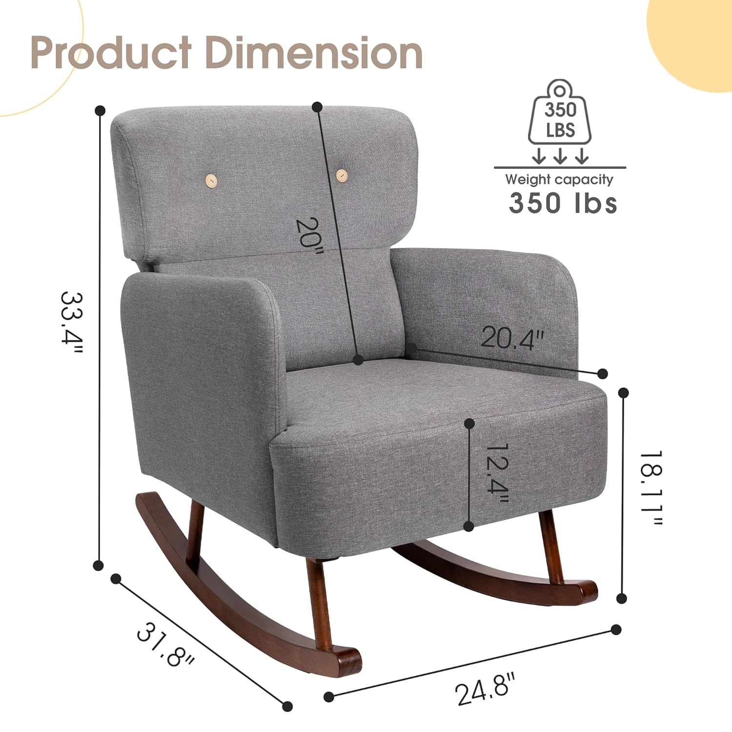Fabric Upholstered Rocking Cha - Rocking Chair Nursery avaliação e preço