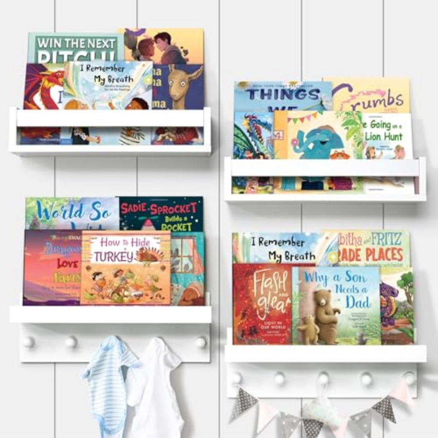 Set of Four Floating Book Shel - Baby Nursery Shelf avaliação e preço