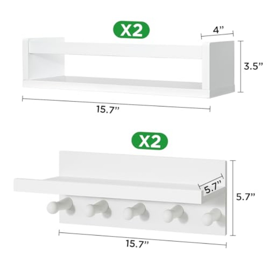 Set of Four Floating Book Shel - Baby Nursery Shelf avaliação e preço