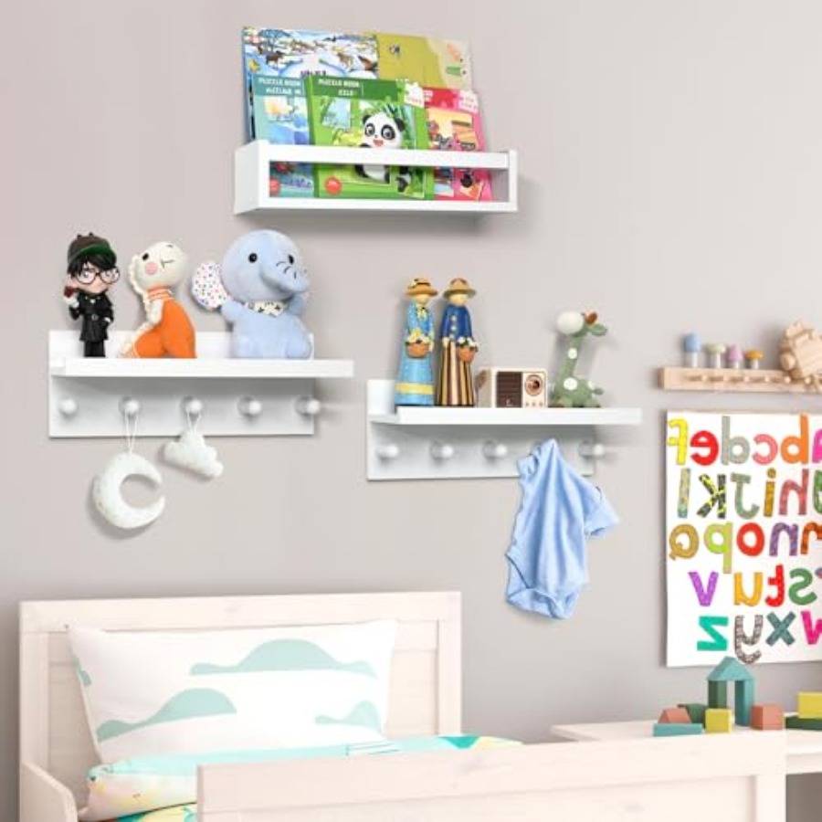 Set of Four Floating Book Shel - Baby Nursery Shelf avaliação e preço