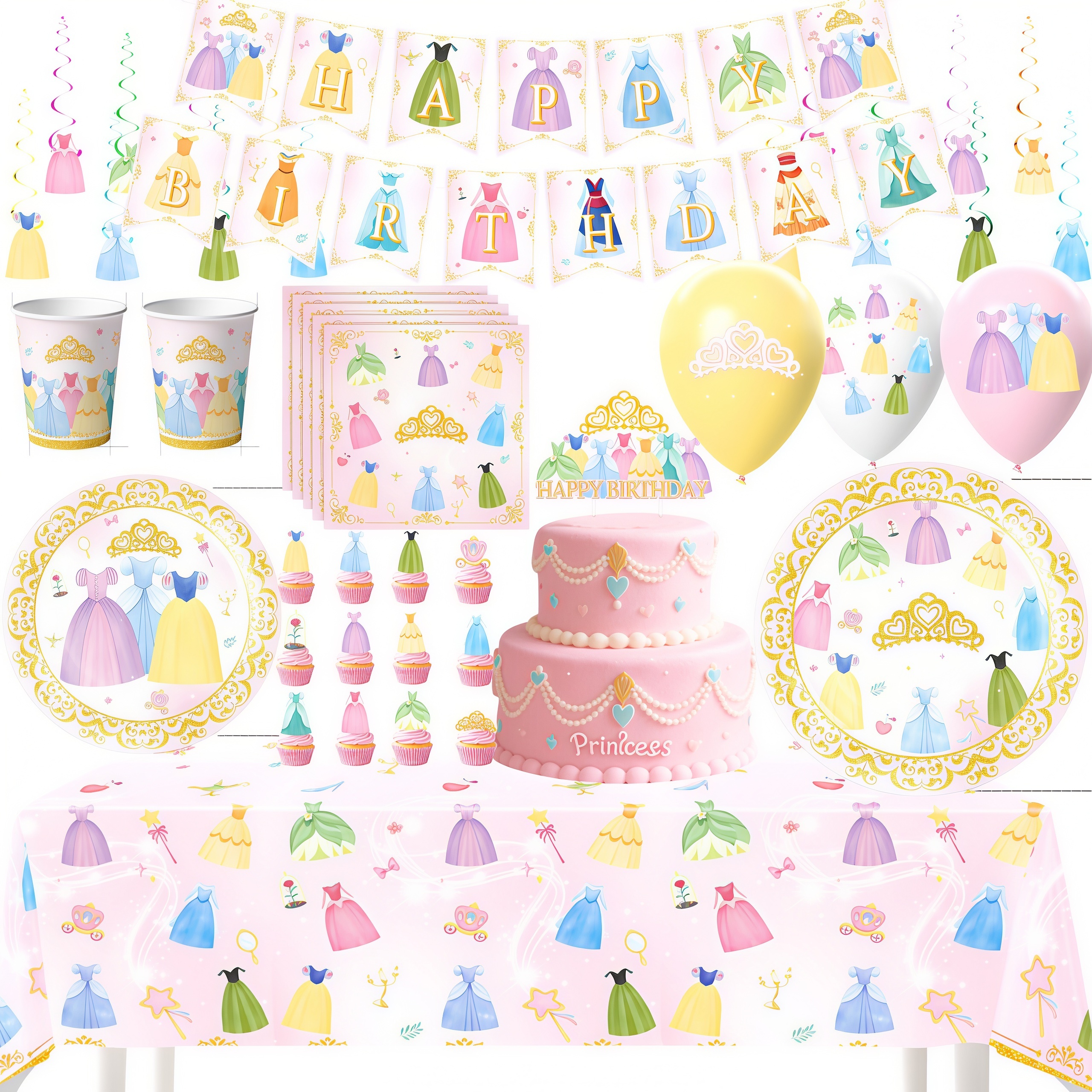 Princess Dress Girls Birthday  - Baby Nursery Decor Girl avaliação e preço