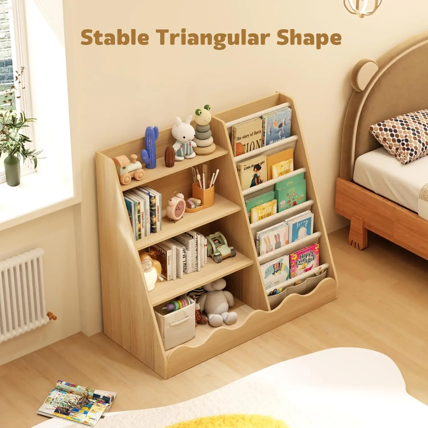 Wooden Kids Bookcase 4 Tier Ba - Baby Nursery Shelf avaliação e preço