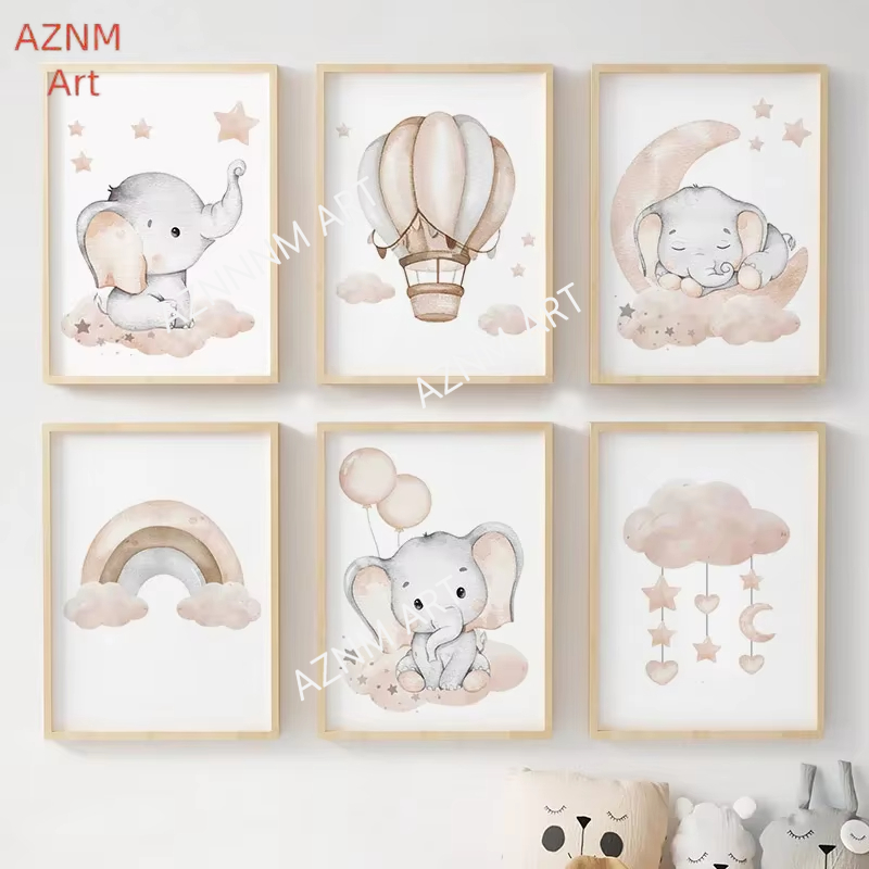 Elephant Balloon Rainbow Moon  - Baby Nursery Ornaments avaliação e preço