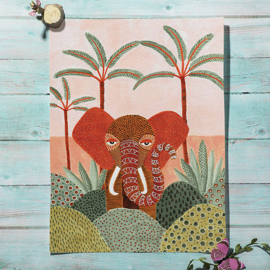 Watercolor Tropical Tree Giraf - Baby Nursery Ornaments avaliação e preço