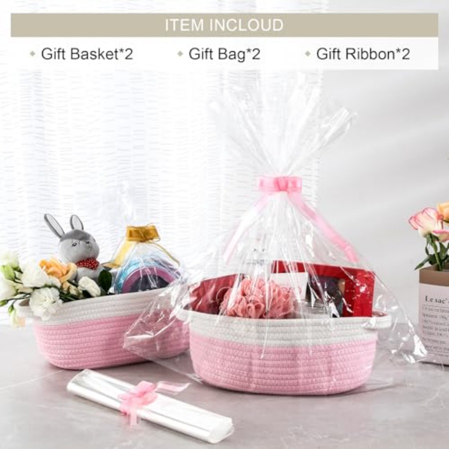 2 Pack Small Woven Basket with - Baby Bag Nursery avaliação e preço