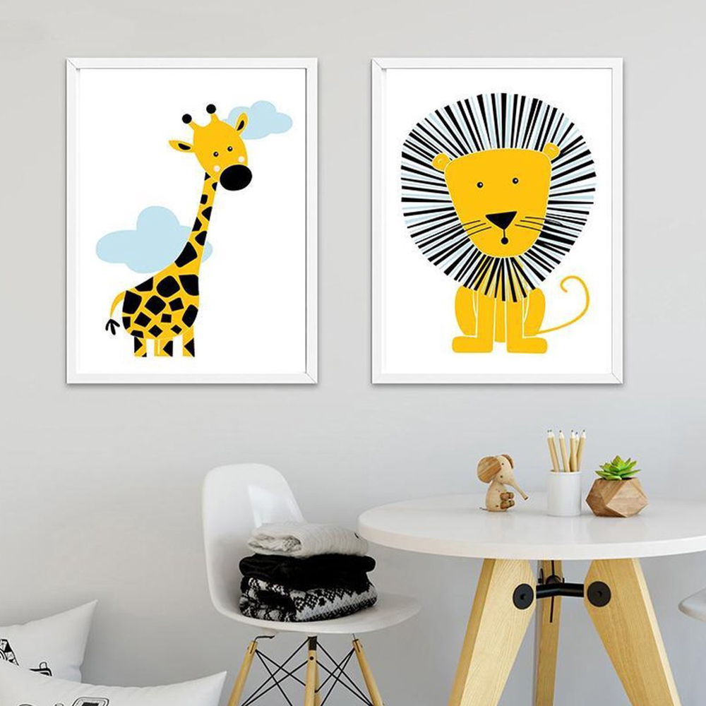 Cartoon Animal Posters Yellow  - Baby Nursery Yellow Walls avaliação e preço