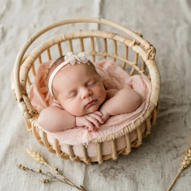 Infant Posing Bed Retro Rattan - Baby Nursery Chair avaliação e preço