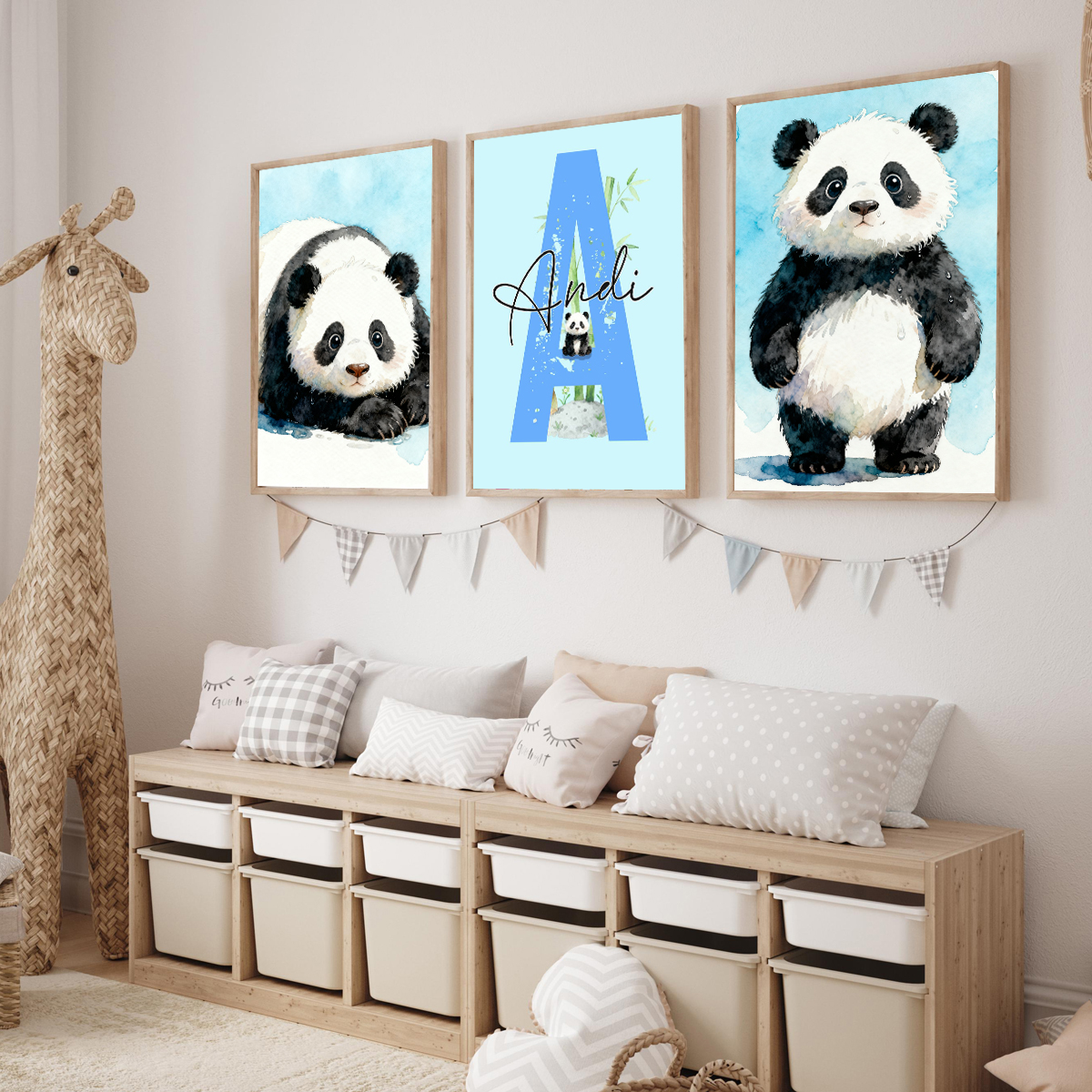 3pcs Personalized Panda Nurser - Baby Nursery Decor Girl avaliação e preço