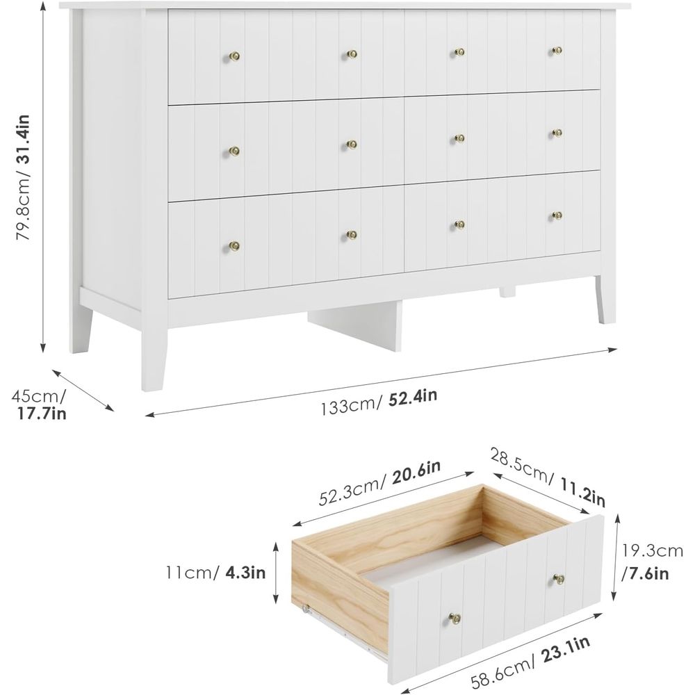 6 Drawer Double Dresser with D - Baby Nursery Room avaliação e preço