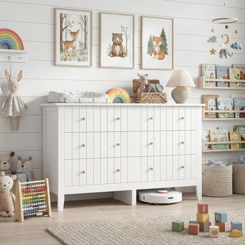 6 Drawer Double Dresser with D - Baby Nursery Room avaliação e preço