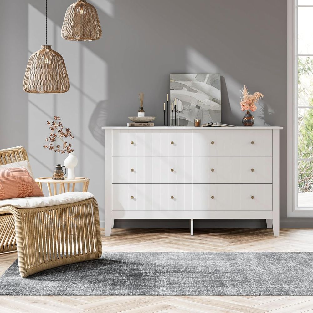6 Drawer Double Dresser with D - Baby Nursery Room avaliação e preço