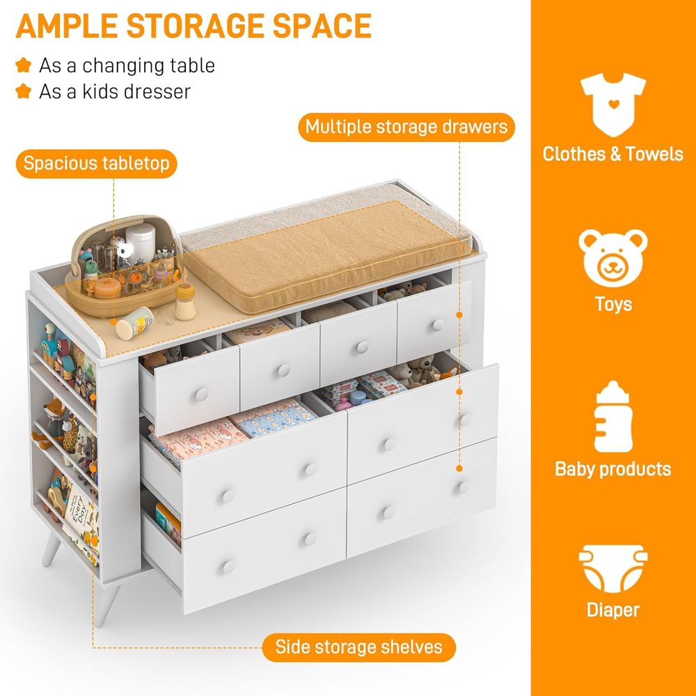 Children's 8-Drawer Dresser, N - Baby Nursery Shelf avaliação e preço