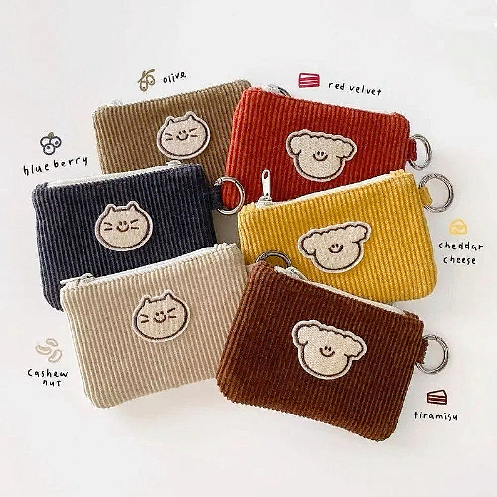Durable Corduroy Coin Purse So - Diaper Wallet Portable avaliação e preço