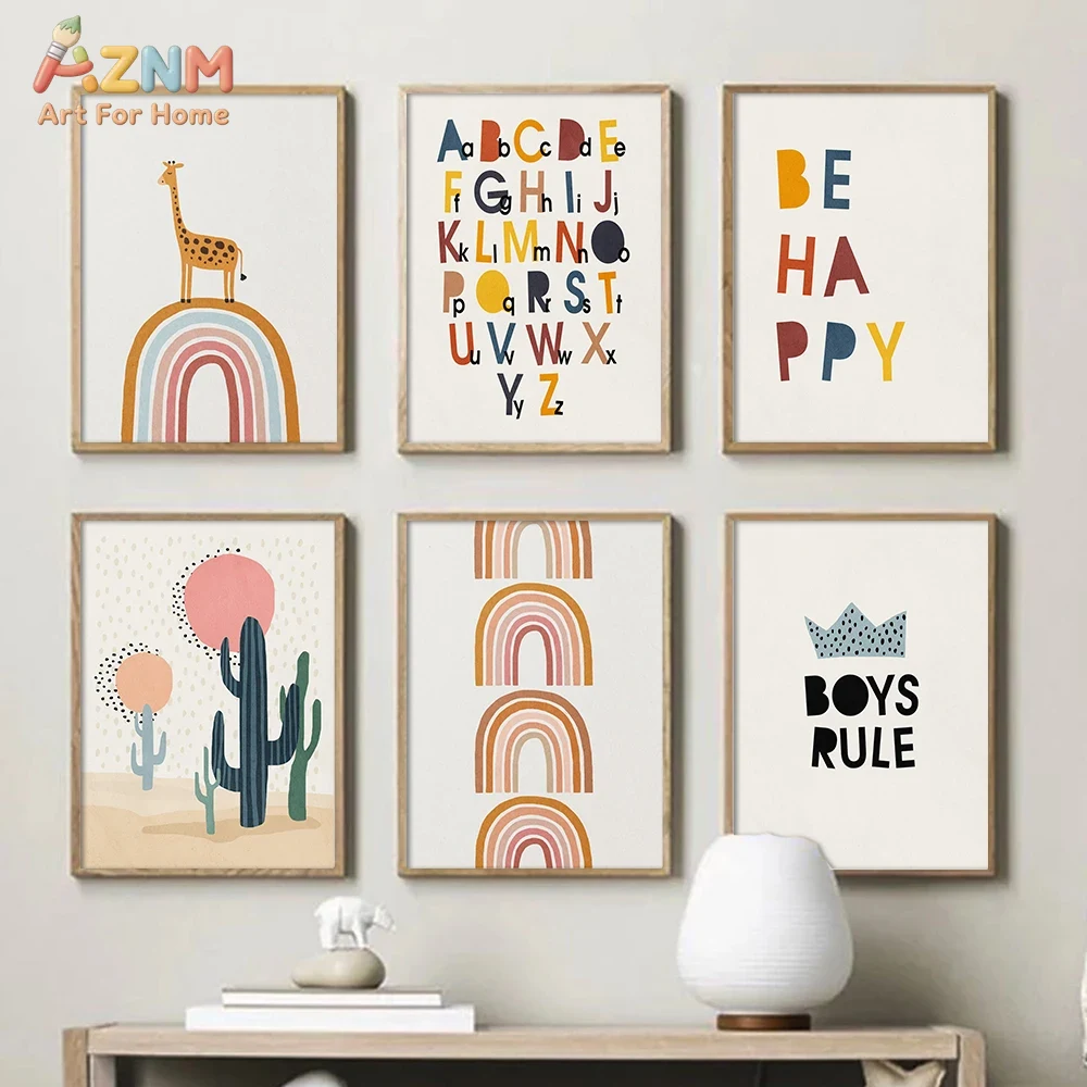 Rainbow Alphabet Poster Educat - Baby Nursery Ornaments avaliação e preço