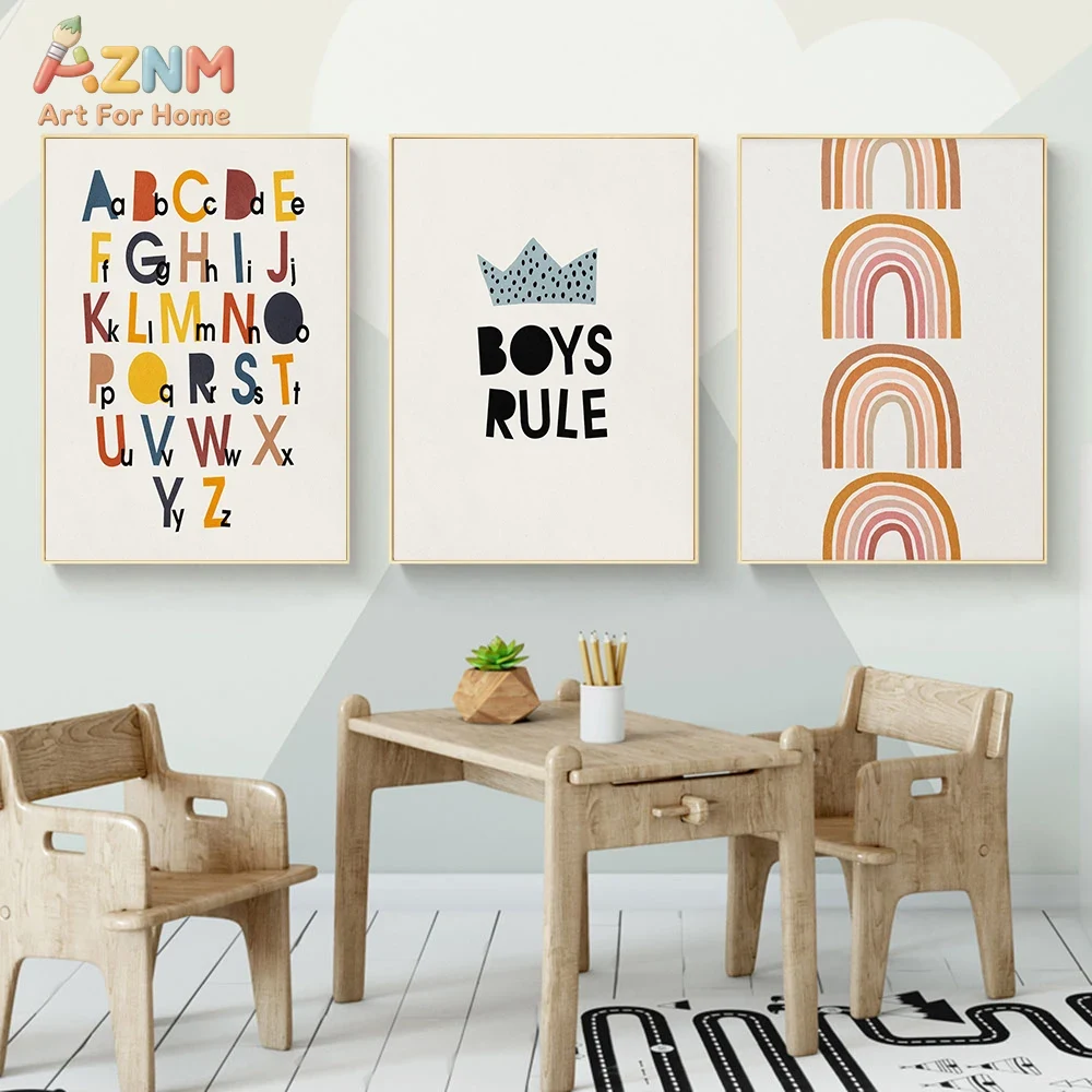 Rainbow Alphabet Poster Educat - Baby Nursery Ornaments avaliação e preço