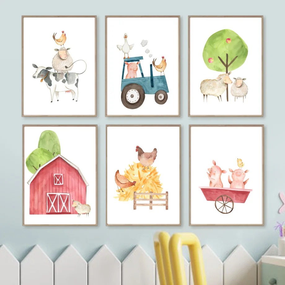Farm Animals Pig Cow Sheep Chi - Baby Nursery Animal Pictures avaliação e preço