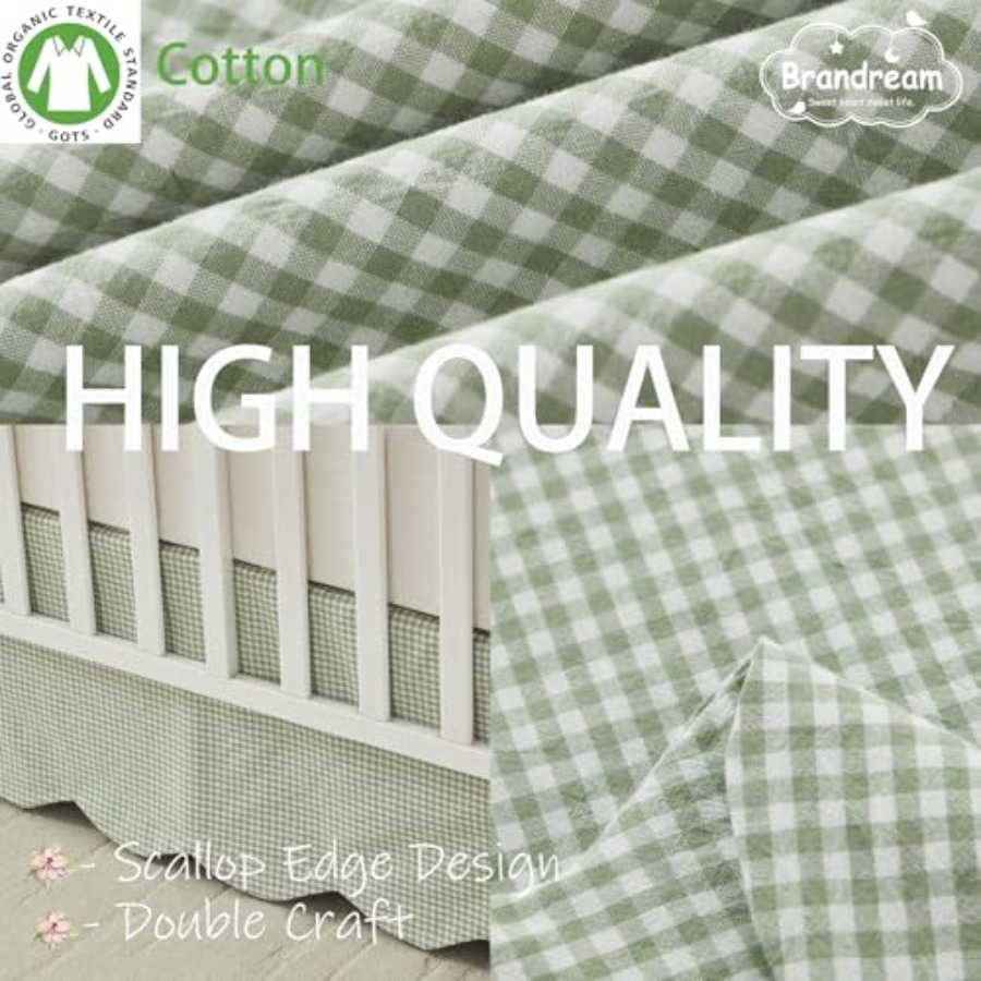 Scallop Edge Cotton Crib Skirt - Baby Nursery Gender Neutral avaliação e preço
