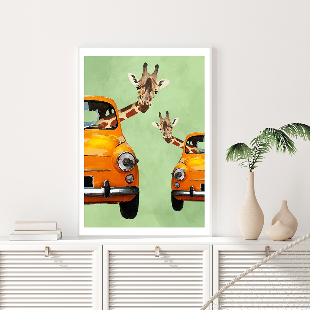 Giraffes In Yellow Cars Cartoo - Baby Nursery Yellow Walls avaliação e preço