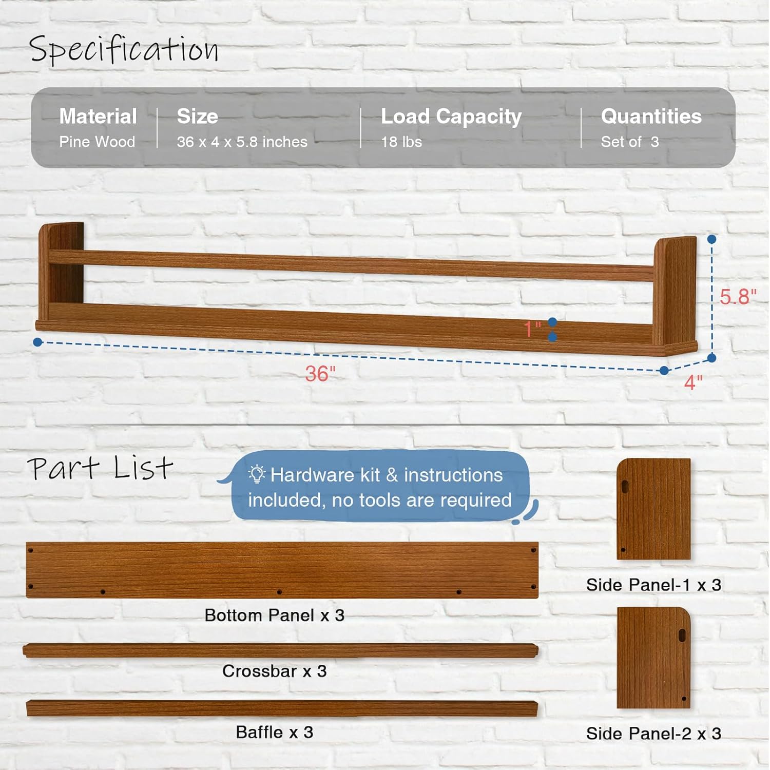 Dark Wood Wall Bookshelf For K - Baby Nursery Shelf avaliação e preço