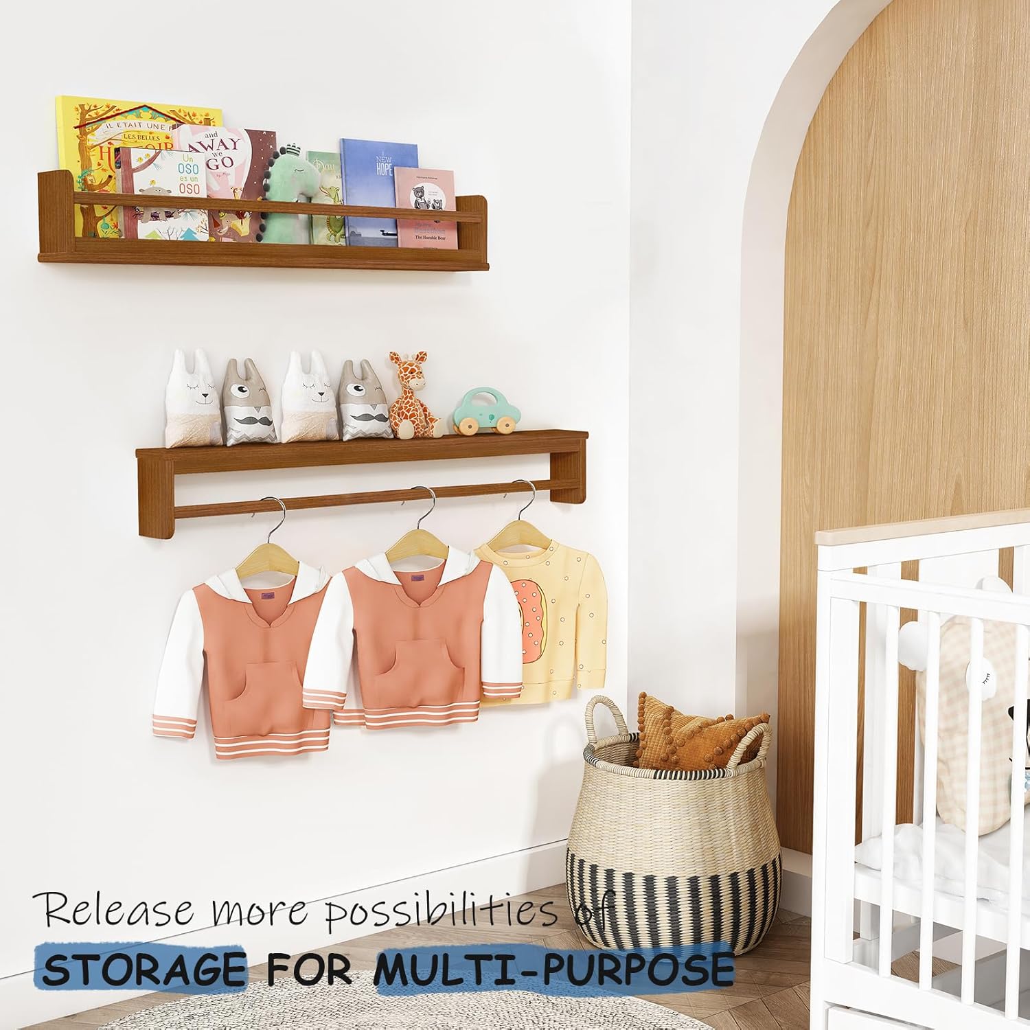 Dark Wood Wall Bookshelf For K - Baby Nursery Shelf avaliação e preço