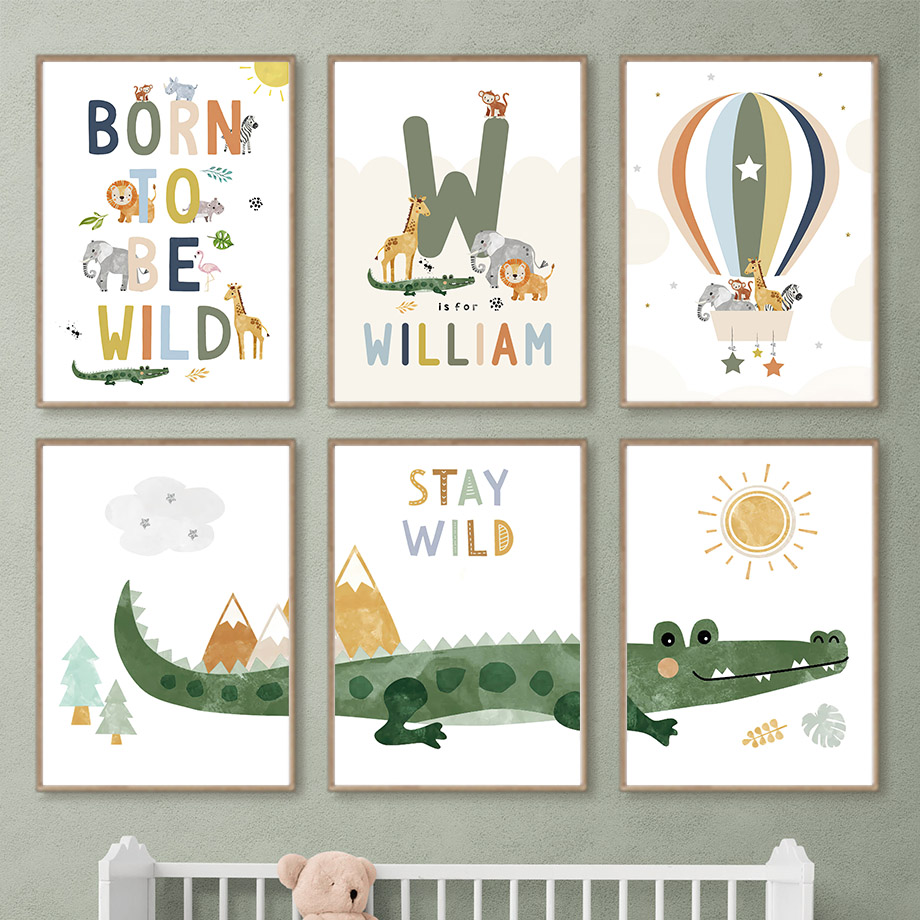 Crocodile Balloon Lion Elephan - Baby Nursery Animal Pictures avaliação e preço