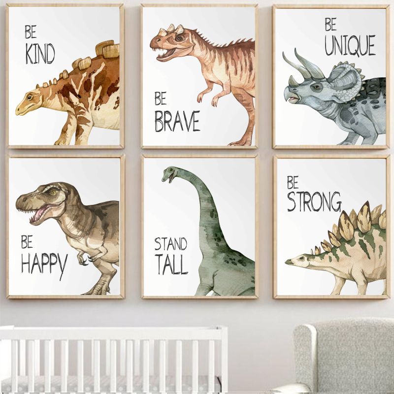 Watercolor Dinosaur Poster Nur - Baby Nursery Room avaliação e preço