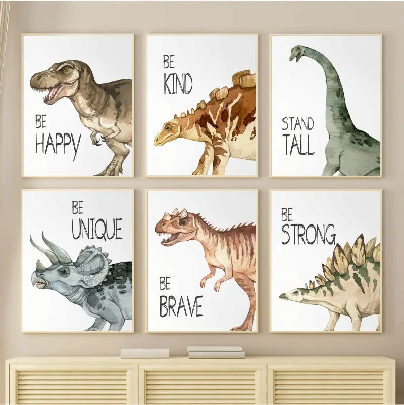 Watercolor Dinosaur Poster Nur - Baby Nursery Room avaliação e preço