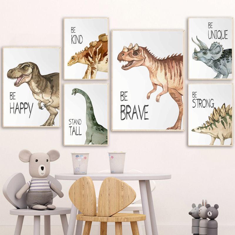 Watercolor Dinosaur Poster Nur - Baby Nursery Room avaliação e preço