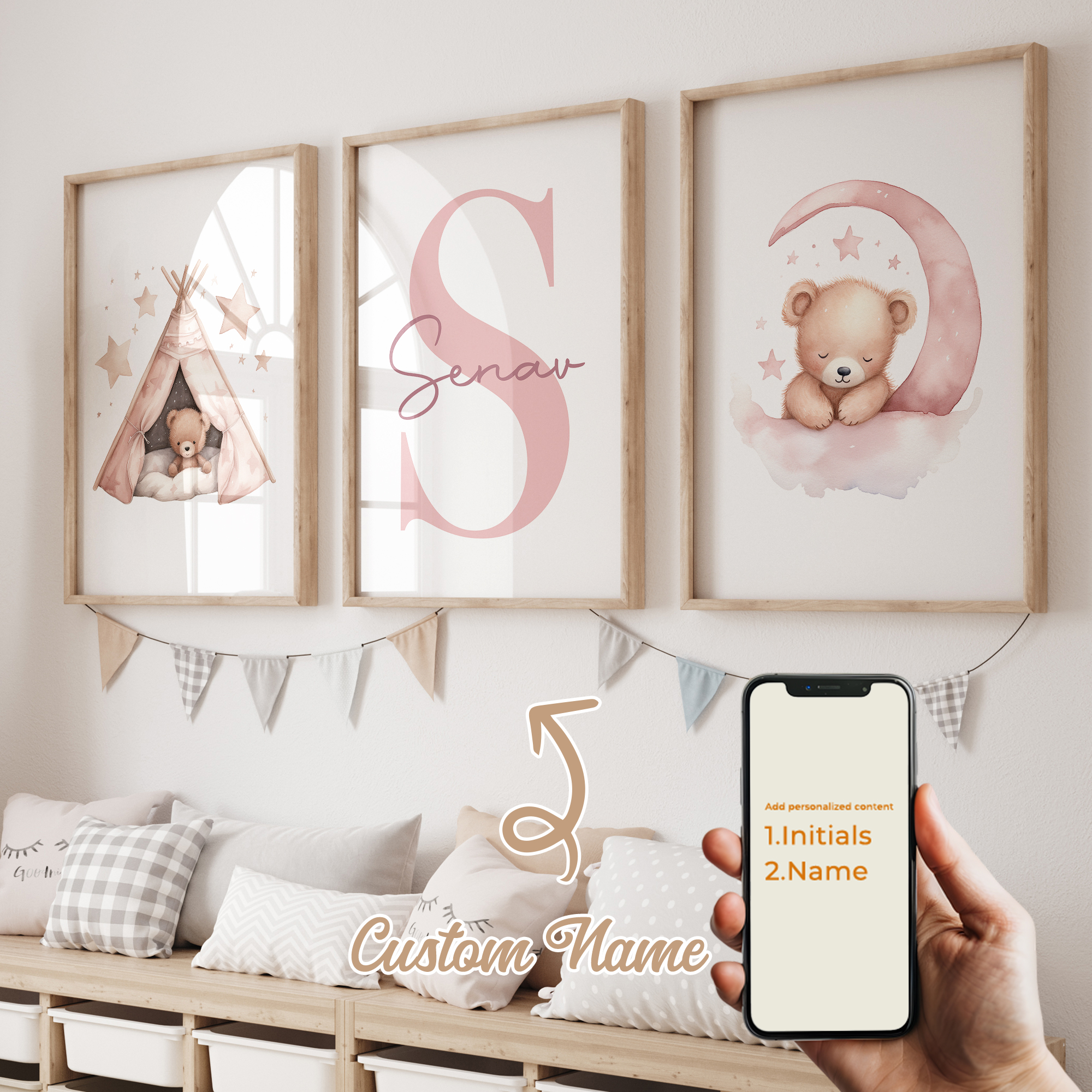 3pcs Personalized Custom Name  - Baby Nursery Decor Girl avaliação e preço