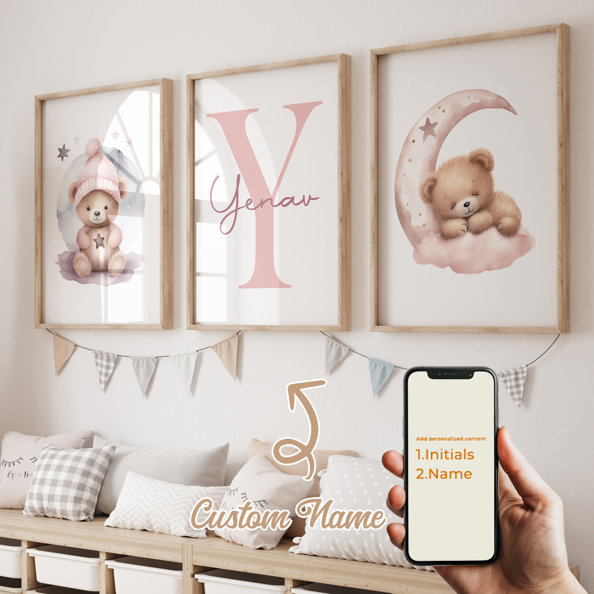3pcs Personalized Custom Name  - Baby Nursery Decor Girl avaliação e preço