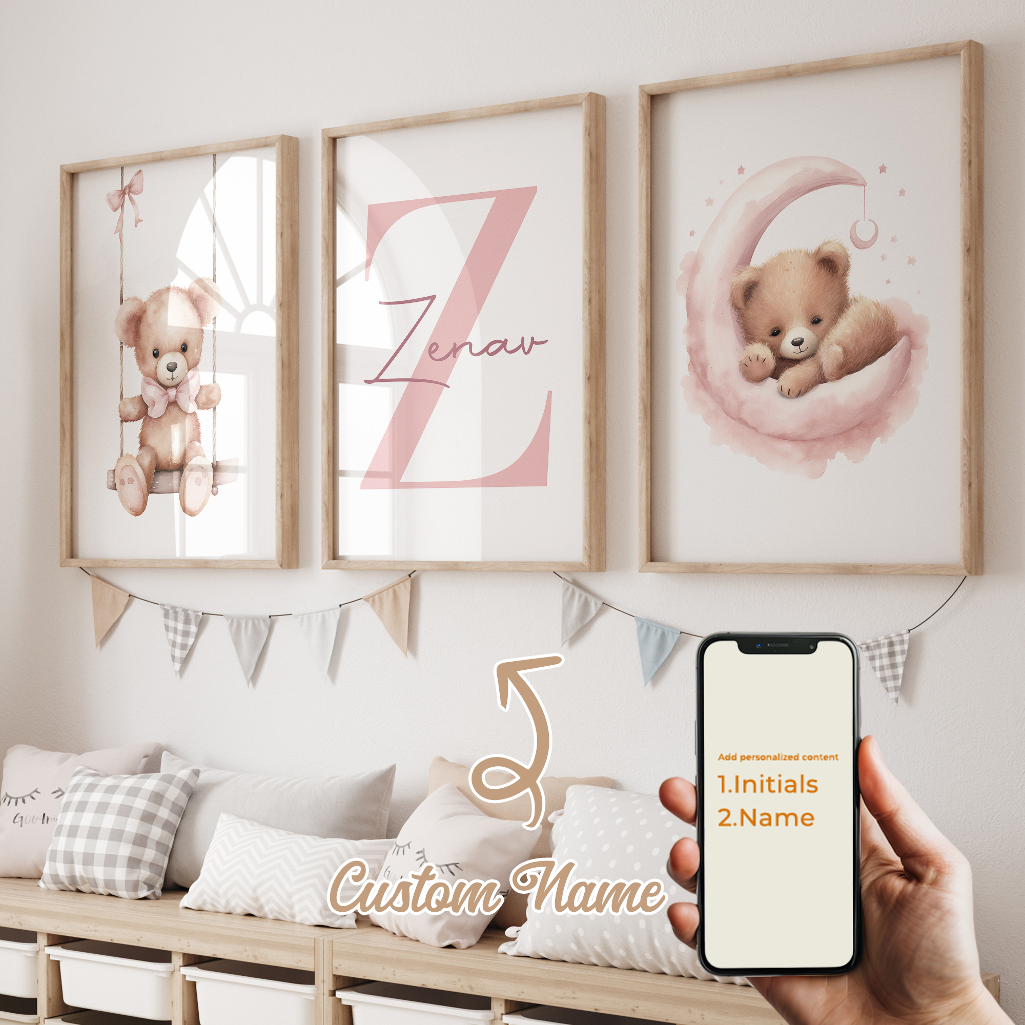3pcs Personalized Custom Name  - Baby Nursery Decor Girl avaliação e preço