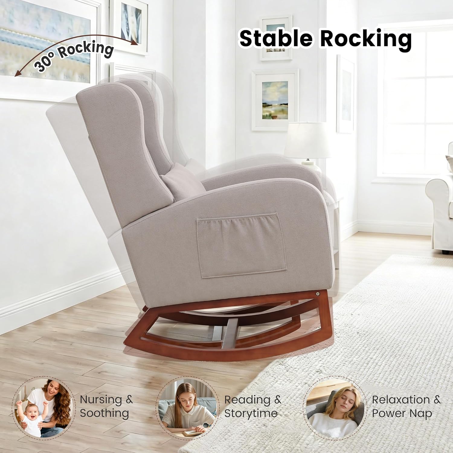 Nursery Rocking Chair，Rocking  - Rocking Chair Nursery avaliação e preço