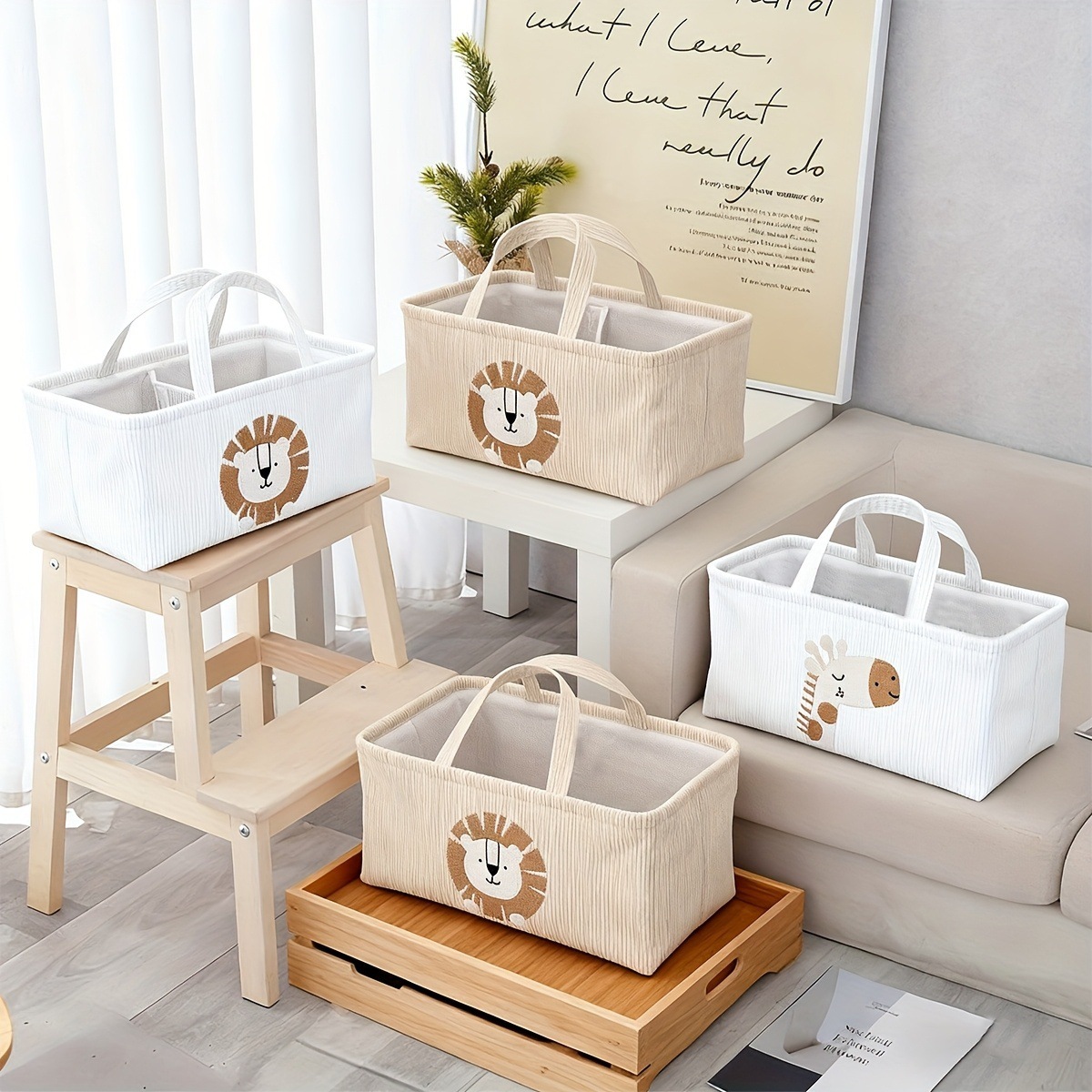 Cute Lion Diaper Caddy Foldabl - Baby Nursery Organization Ideas avaliação e preço