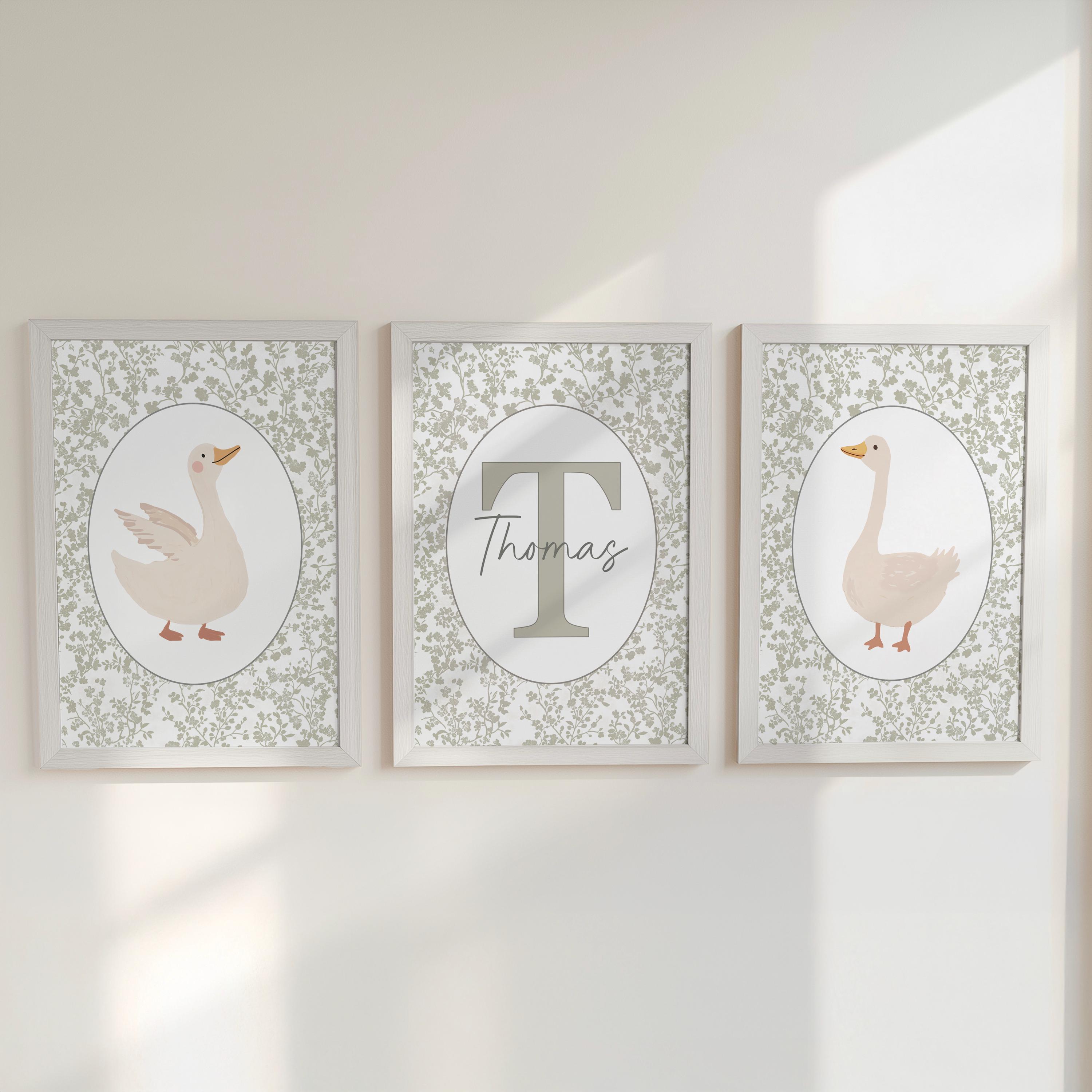 Goose Personalised Set of 3 Pr - Baby Nursery Decor Girl avaliação e preço