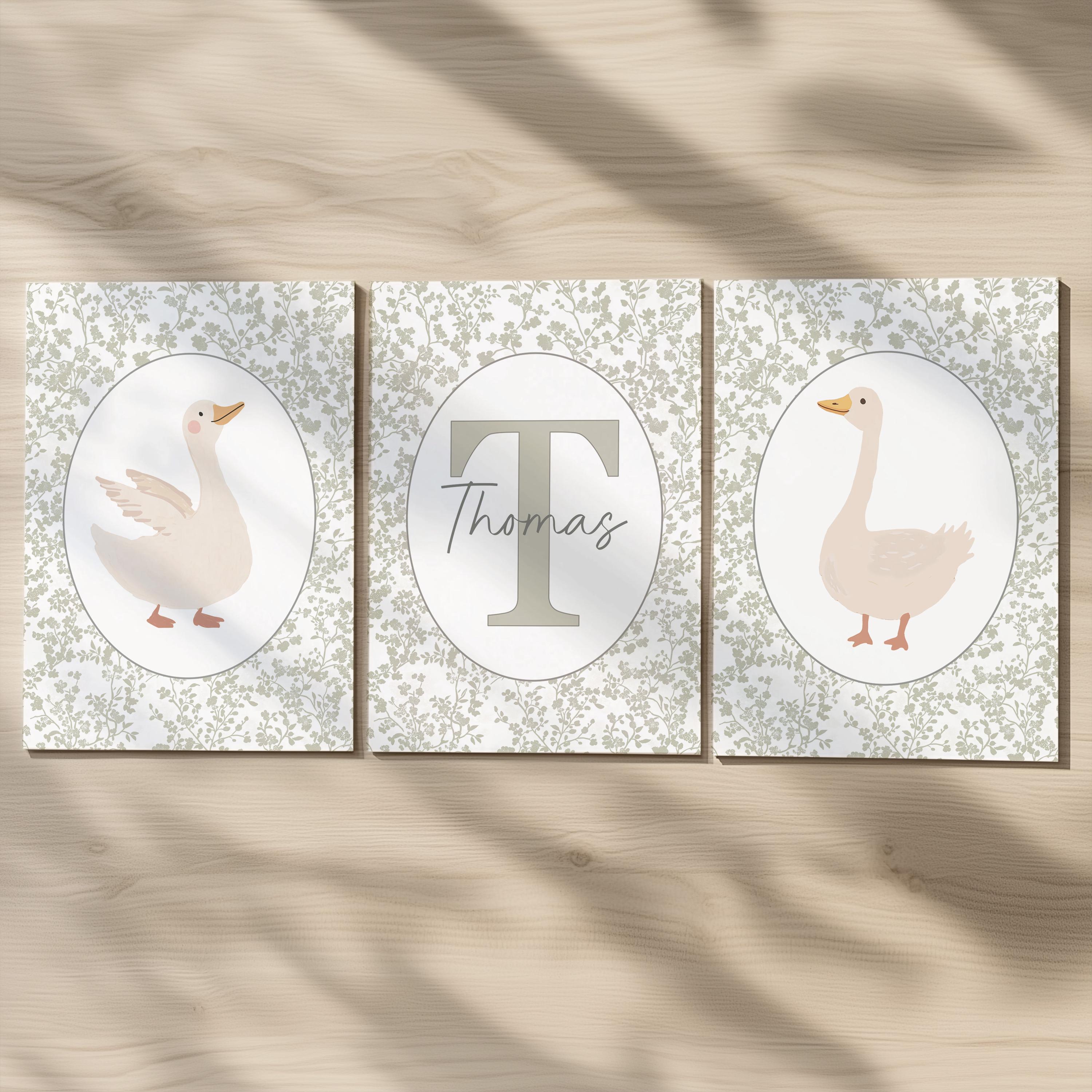 Goose Personalised Set of 3 Pr - Baby Nursery Decor Girl avaliação e preço