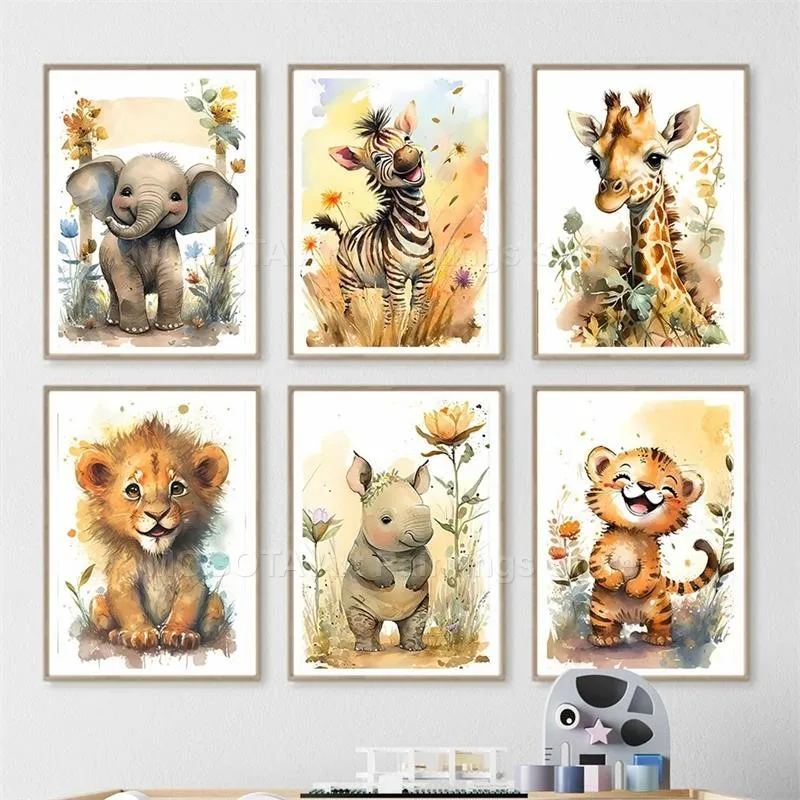 Watercolor Lion Giraffe Tiger  - Baby Nursery Ornaments avaliação e preço