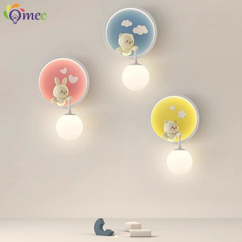Cute Girl Wall Lamps LED Pink  - Baby Nursery Yellow Walls avaliação e preço