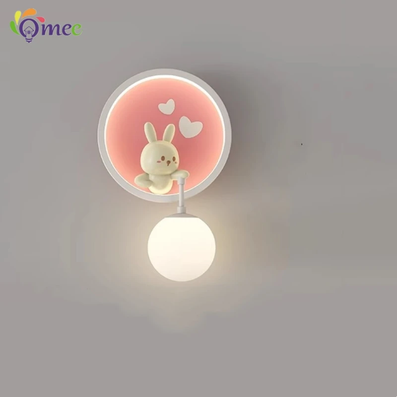 Cute Girl Wall Lamps LED Pink  - Baby Nursery Yellow Walls avaliação e preço