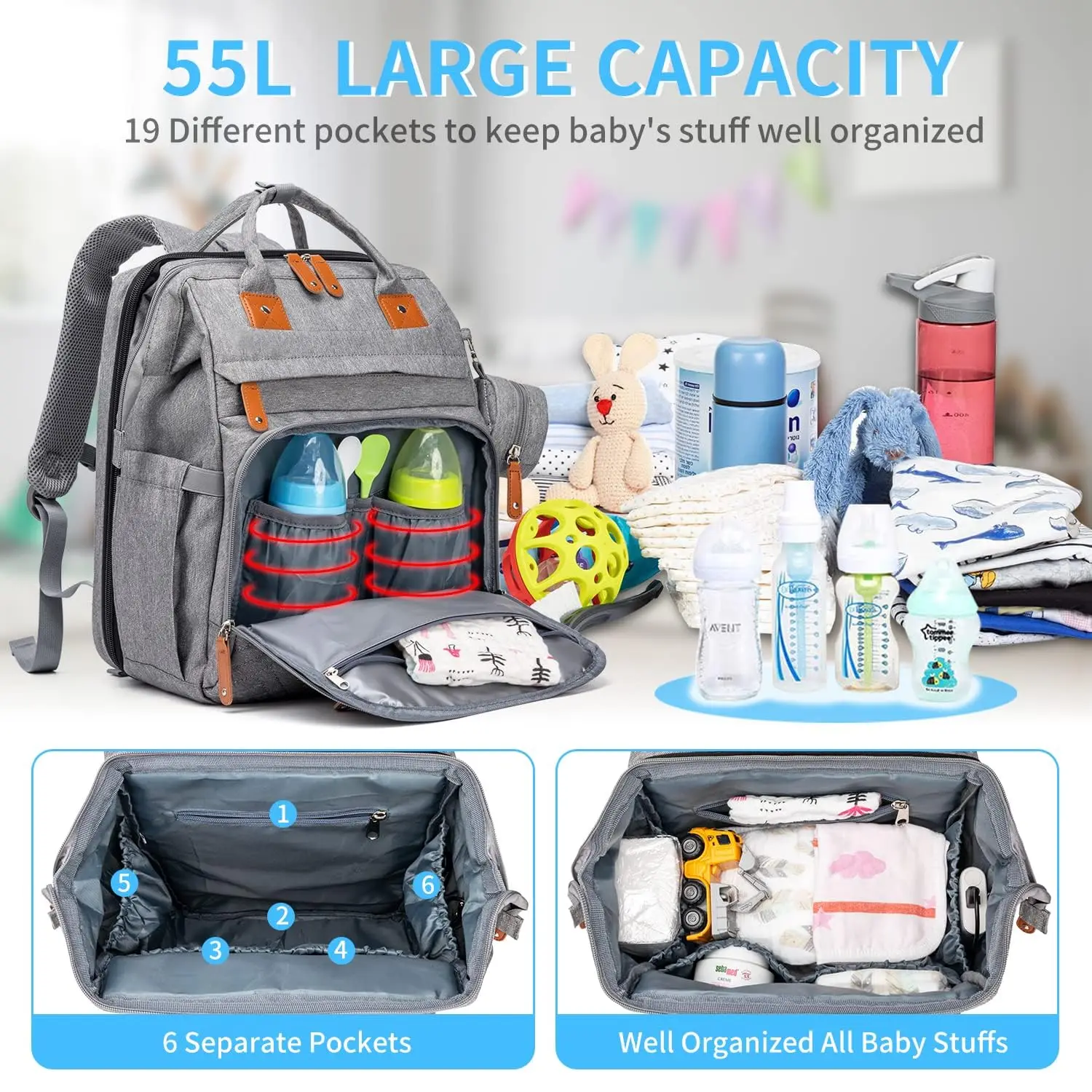 Kabaqoo 55L Multifunctional Be - Baby Nursery Backpack avaliação e preço