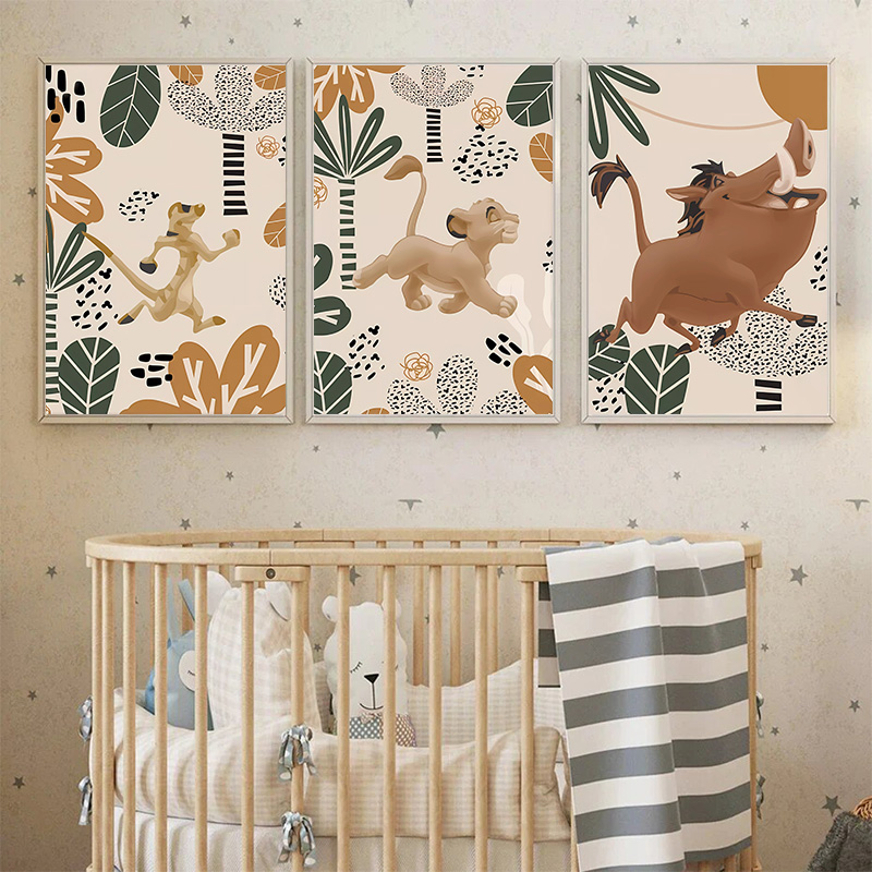 Kid Lion King Boho Posters and - Baby Nursery Animal Pictures avaliação e preço