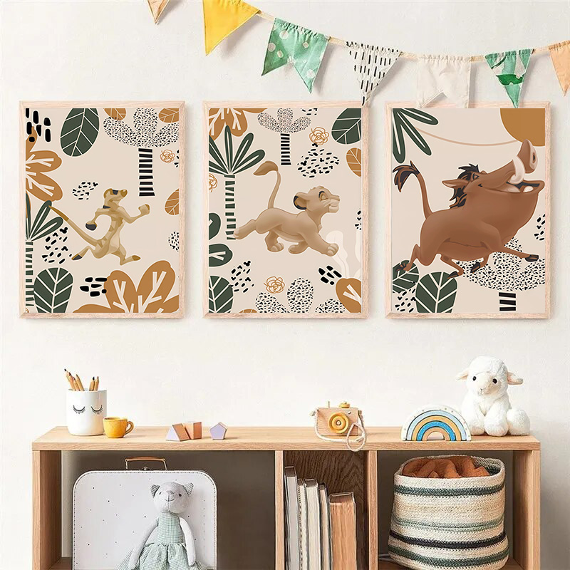 Kid Lion King Boho Posters and - Baby Nursery Animal Pictures avaliação e preço